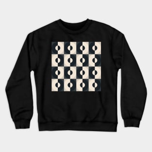 Retro Square and Circle Tile Black and White Crewneck Sweatshirt